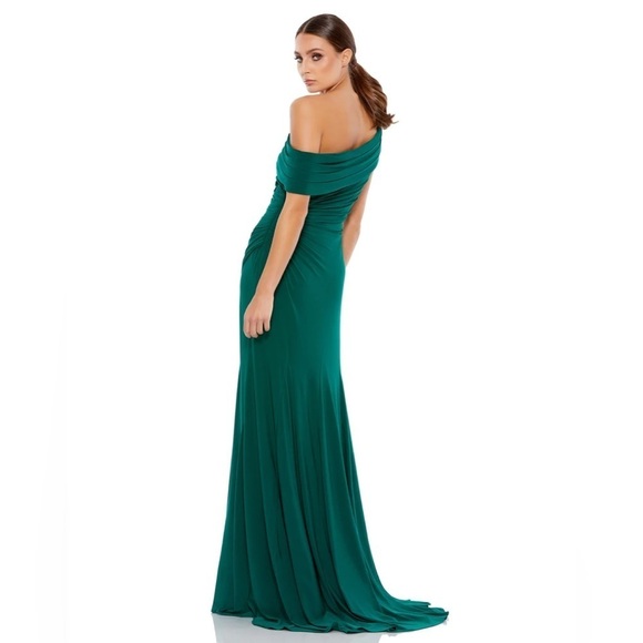 Mac Duggal 26517 NWT FOLDOVER OFF-THE-SHOULDER SLIT GOWN - Picture 2 of 11